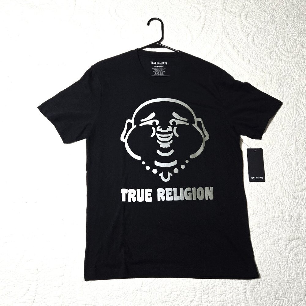True Religion ~ Buddha Graphic ~ Crew Neck Short Sleeve Shirt ~ Black Medium